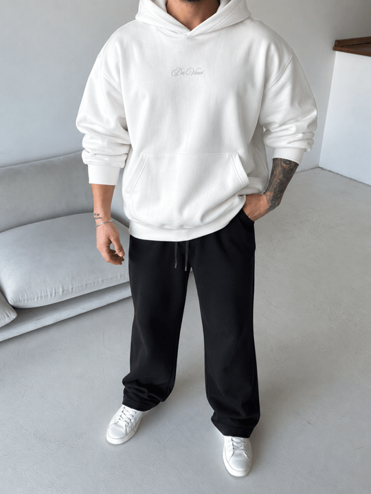 Ekru Da Vinci Kabartma Baskı Boxy Sweatshirt RSP 5003