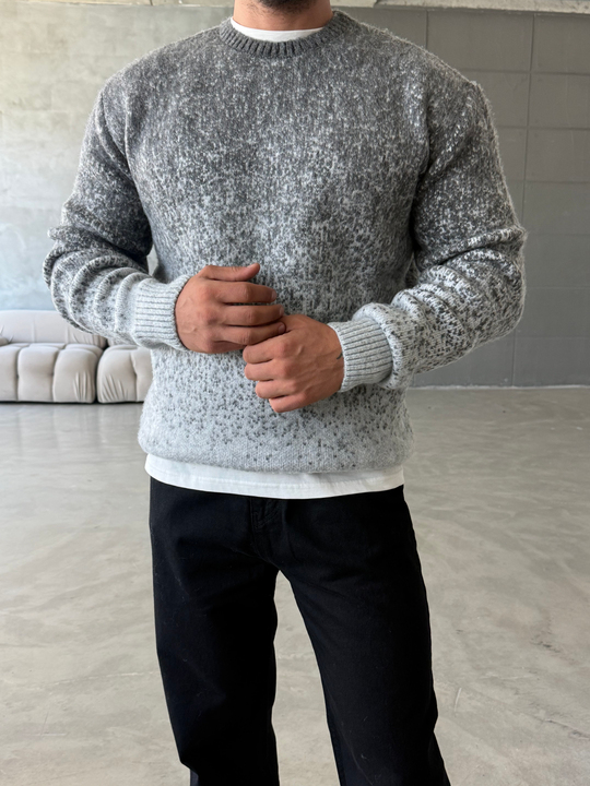 Gri Effect Desen Geçişli Boxy Kazak AU