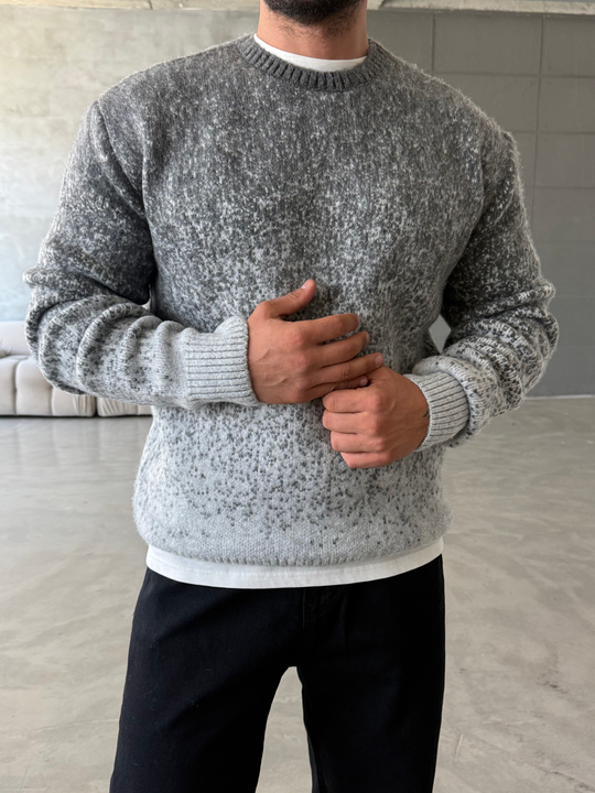 Gri Effect Desen Geçişli Boxy Kazak AU