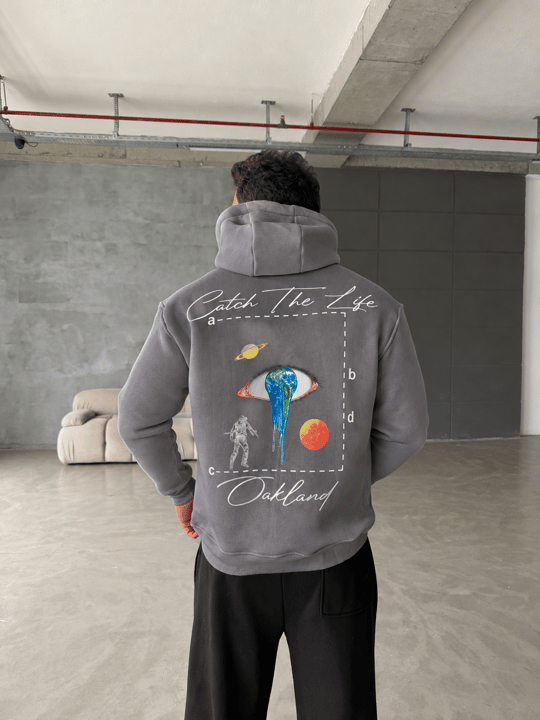 Gri Kanguru Eye 3 İplik Hoodie Model 20