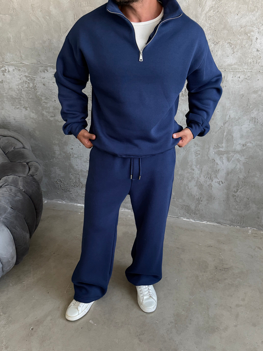 İndigo SC Core Üç İplik Yarım Zip Sweatshirt