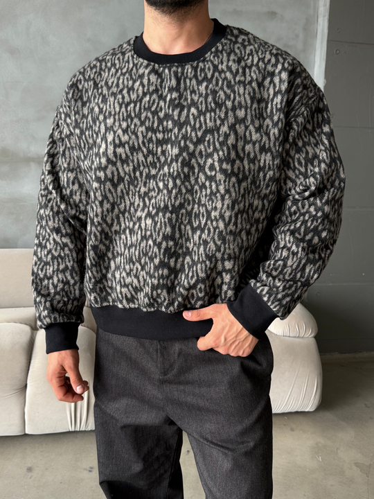 Kahve Leopar Desenli Sweat PLZ 27029