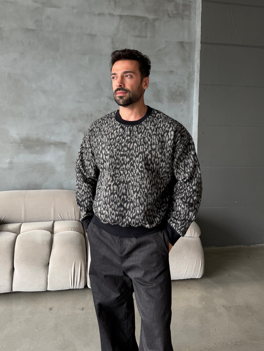 Kahve Leopar Desenli Sweat PLZ 27029