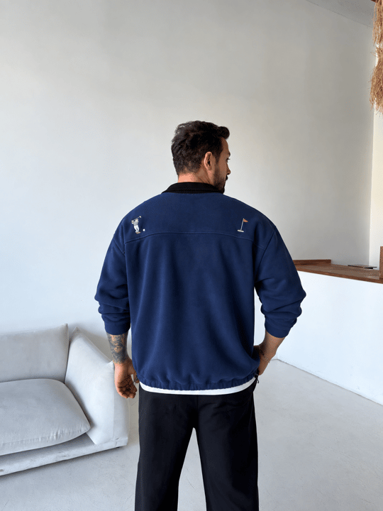 Lacivert Notforover Yakalı Yarım Zip Sweatshirt RSP 5013