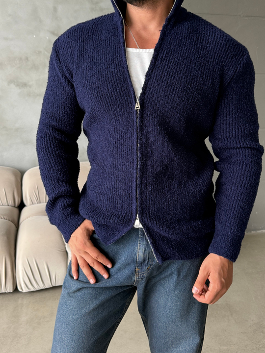 Lacivert Teddy Tam Zip Hırka AU