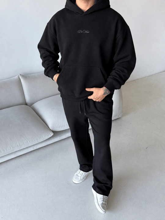 Siyah Da Vinci Kabartma Baskı Boxy Sweatshirt RSP 5003