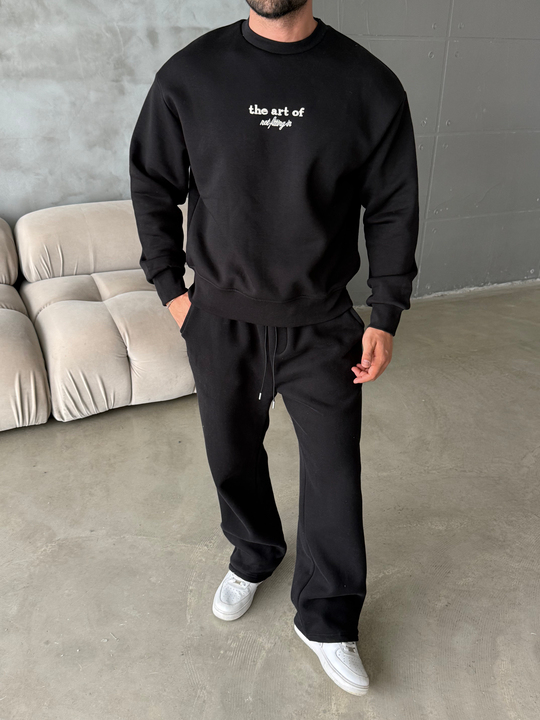 Siyah Nakış ve Parça İşlemeli The Art Of Boxy Sweatshirt RSP 5021