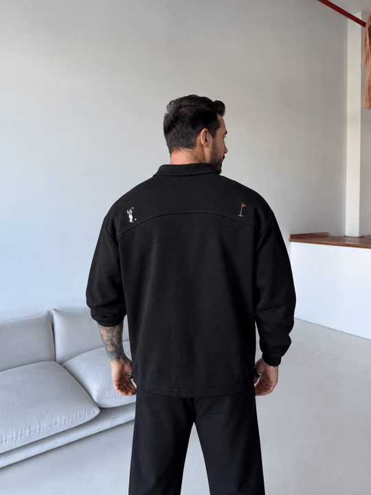 Siyah Notforover Yakalı Yarım Zip Sweatshirt RSP 5013