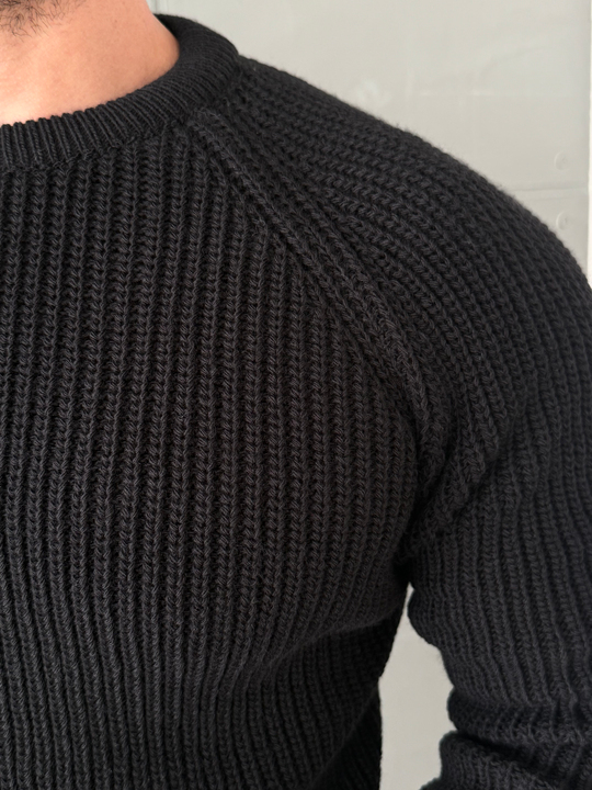 Siyah Bisiklet Yaka Basic Reglan Kazak SNZ 7235