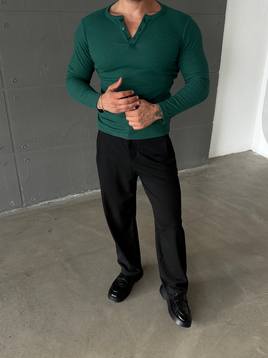 Zümrüt Henley Yaka Uzun Kol SC