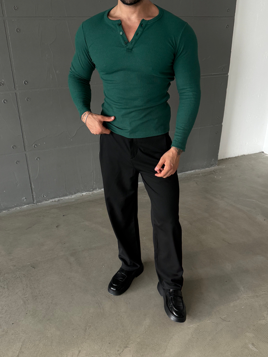 Zümrüt Henley Yaka Uzun Kol SC