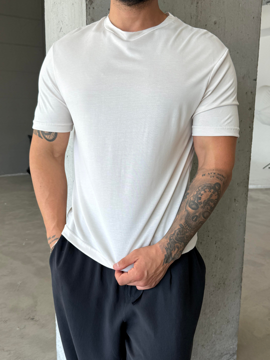 Bej Yumuşak Doku Slim Fit Süprem Tişört PNC 8167