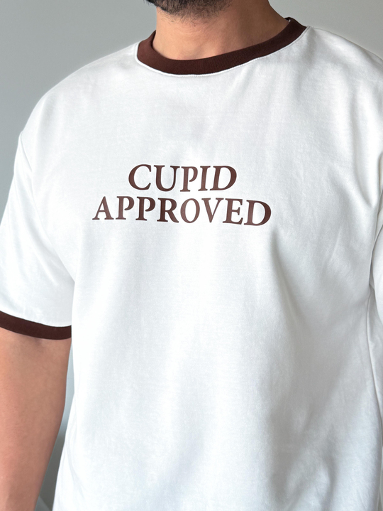 Beyaz Cupid Baskılı Pamuk Oversize Tişört N1368 SNZ