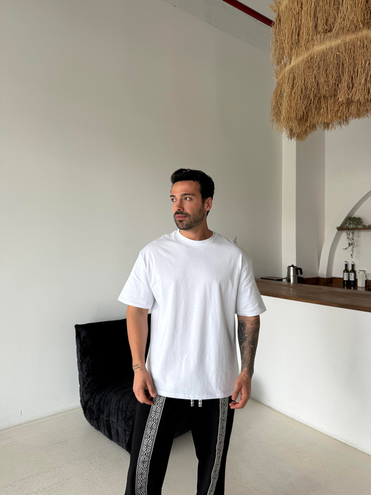 Beyaz Düz Pamuk Oversize T-SHİRT SC