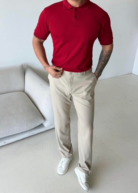 Bordo Pamuk Penye Lacos Polo Yaka SC