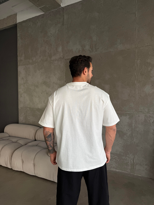 Ekru Düz Compak Oversize T-SHİRT SC