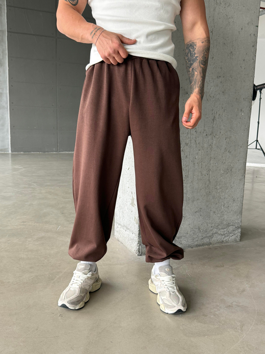 Kahve Basic Kelepçe Paça Bol Eşofman SC