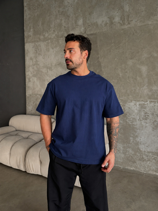 Lacivert Düz Compak Oversize T-SHİRT SC