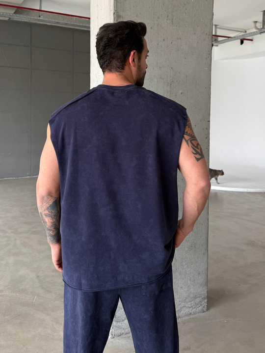 Lacivert İki İplik Yıkamalı Atlet PLZ 26186