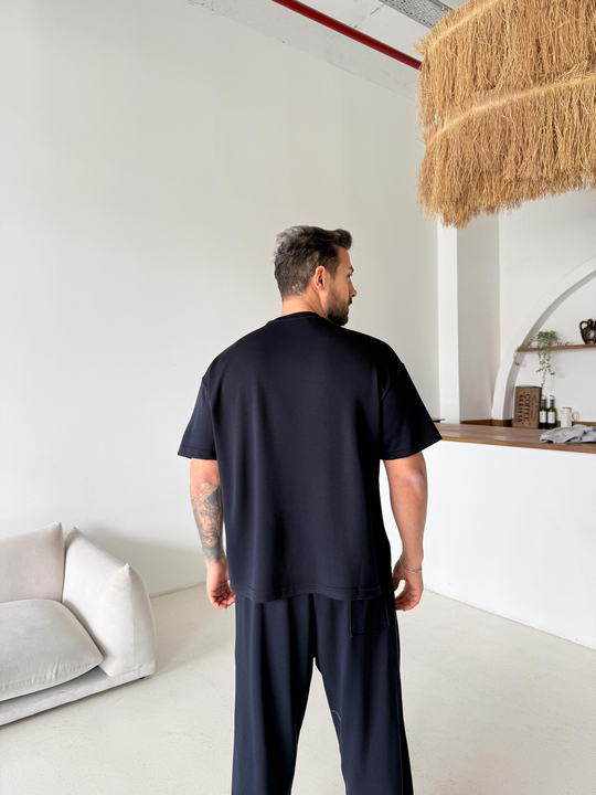 Lacivert Oysho Bol Kalıp Tişört JJ