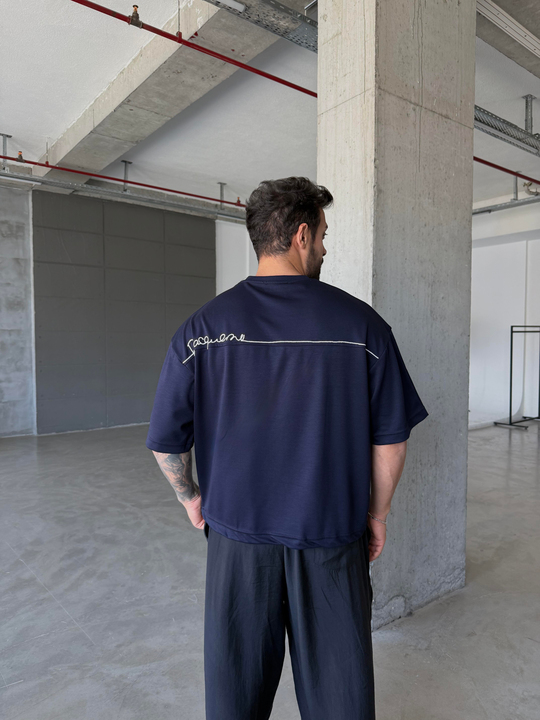 Lacivert Oysho Nakışlı Tişört 8156 PNC