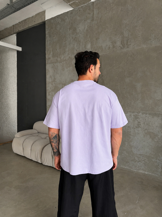 Lila Düz Compak Oversize T-SHİRT SC