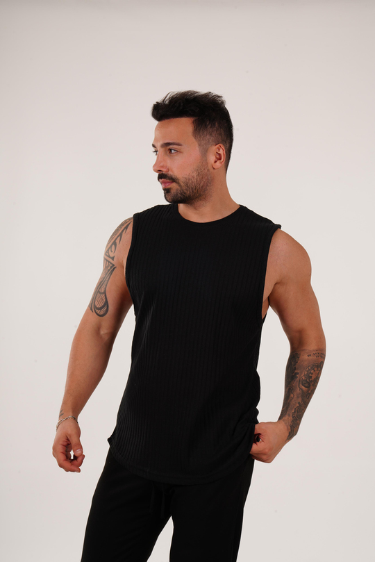 ATLETSiyah Raporlu Biyeli Sıfır Kol Oversize