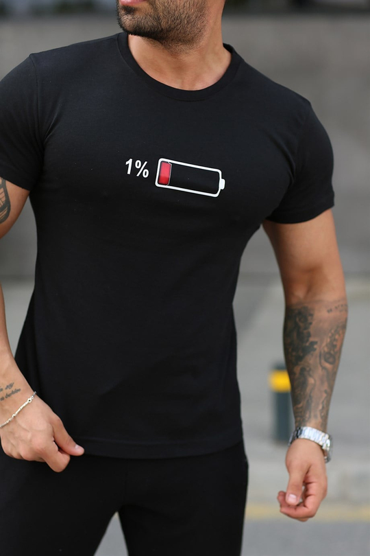 BASİC TSHİRTLERSiyah Batarya Baskılı Basic T-SHIRT SC