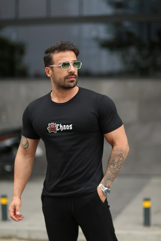 BASİC TSHİRTLERSiyah Güllü Chaos Basic Baskılı T-SHIRT SC