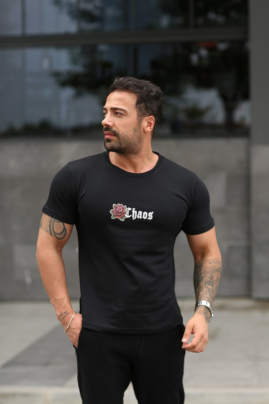 BASİC TSHİRTLERSiyah Güllü Chaos Basic Baskılı T-SHIRT SC