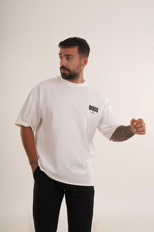 BASKILI TSHİRT MODELLERİBeyaz Yüksek Kalite 9000 Years Baskılı Oversize T-SHİRT VMS 40706