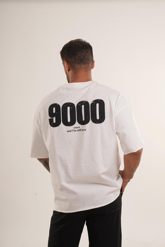 BASKILI TSHİRT MODELLERİBeyaz Yüksek Kalite 9000 Years Baskılı Oversize T-SHİRT VMS 40706
