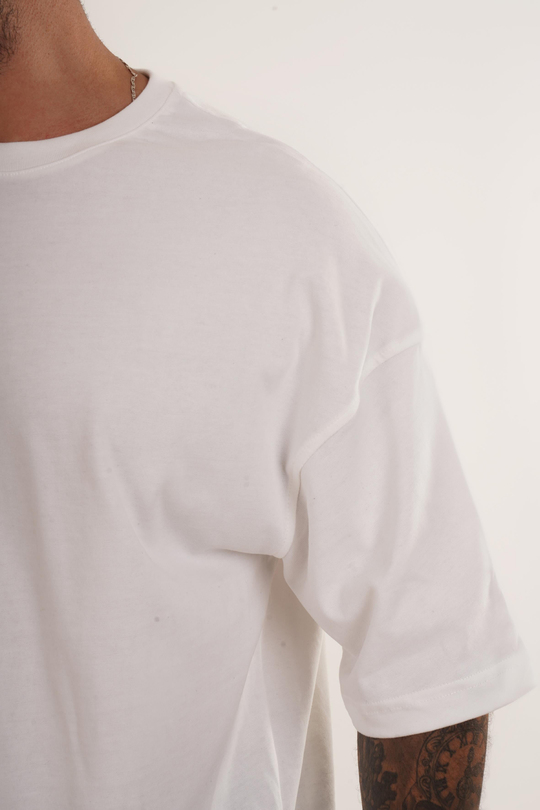 BASKILI TSHİRT MODELLERİBeyaz Yüksek Kalite Arkası İskelet Baskılı Oversize T-SHİRT VMS 40770
