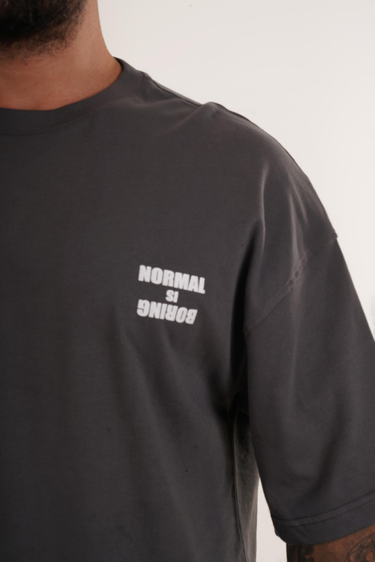 BASKILI TSHİRT MODELLERİFüme Normal İs Boring Baskılı Oversize T-SHIRT VMS 40680