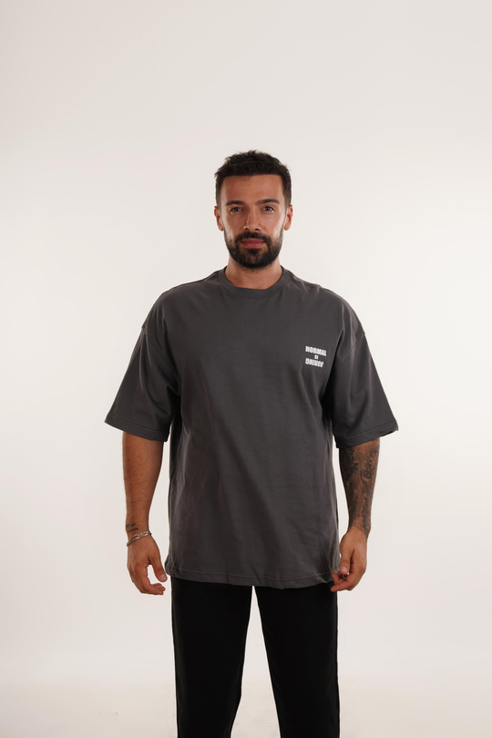 BASKILI TSHİRT MODELLERİFüme Normal İs Boring Baskılı Oversize T-SHIRT VMS 40680