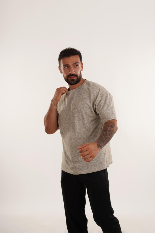 BASKILI TSHİRT MODELLERİHaki Hırçıl Desenli Bisiklet Yaka Oversize T-SHİRT VMS 30515