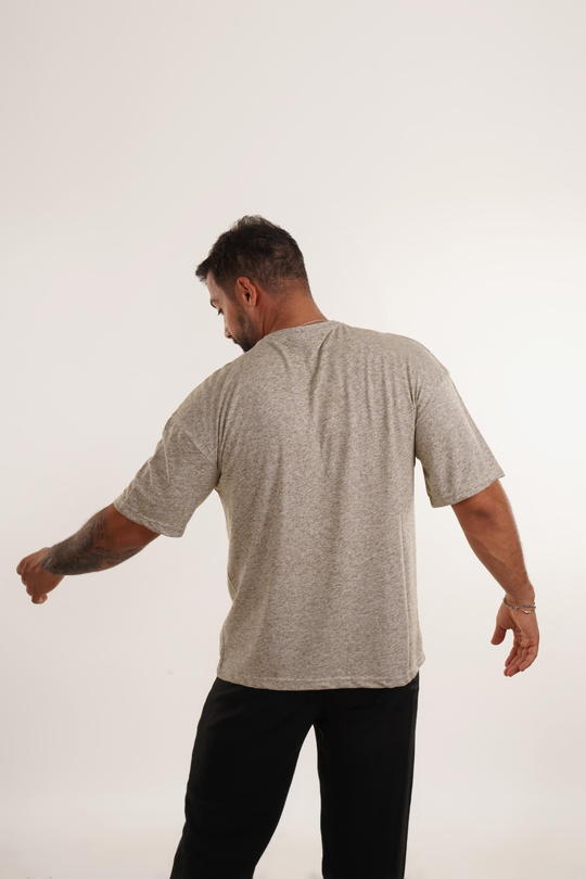 BASKILI TSHİRT MODELLERİHaki Hırçıl Desenli Bisiklet Yaka Oversize T-SHİRT VMS 30515