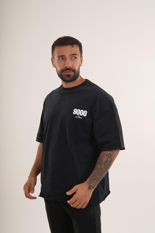 BASKILI TSHİRT MODELLERİSiyah Yüksek Kalite 9000 Years Baskılı Oversize T-SHİRT VMS 40706