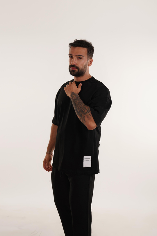 BASKILI TSHİRT MODELLERİSiyah Yüksek Kalite Arkası İskelet Baskılı Oversize T-SHİRT VMS 40770