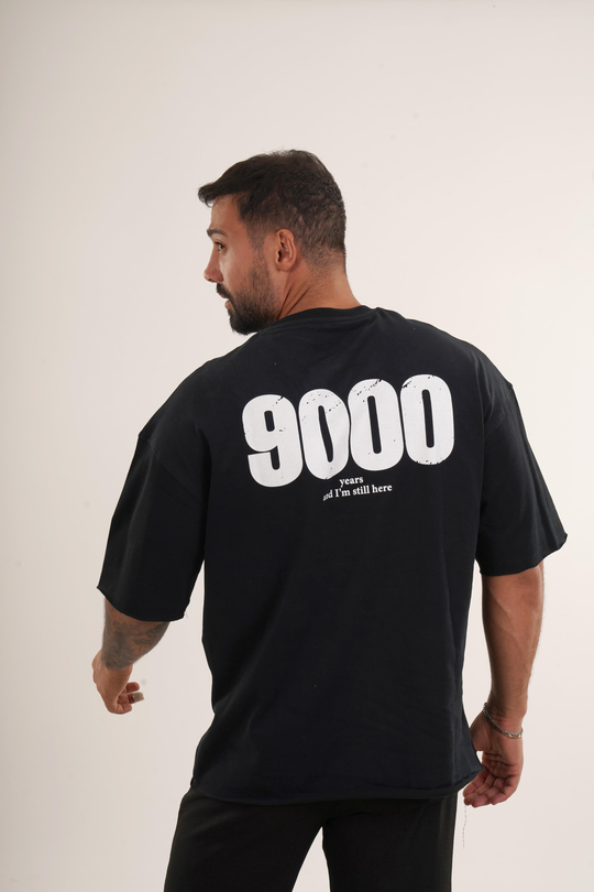 BASKILI TSHİRT MODELLERİSiyah Yüksek Kalite 9000 Years Baskılı Oversize T-SHİRT VMS 40706