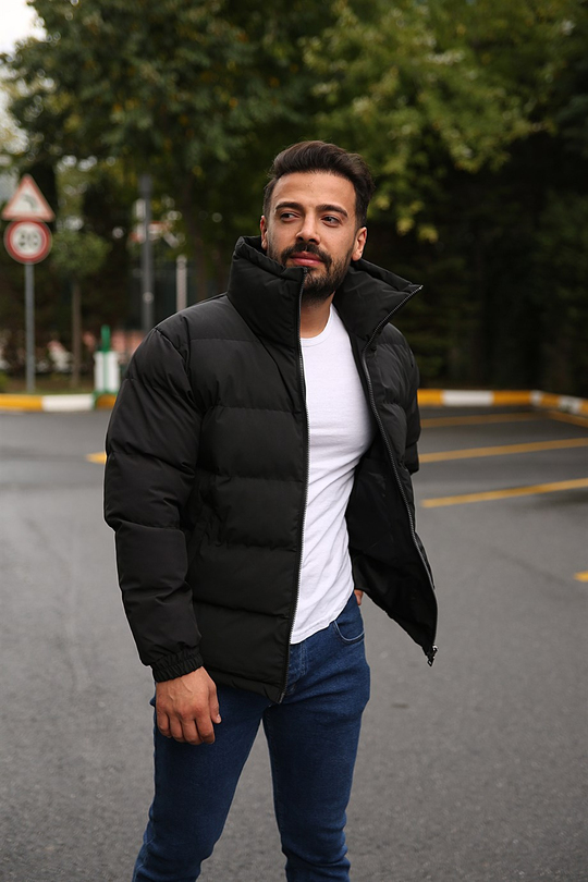 CEKETErkek A Kalite Siyah Şişme Mont BYMM