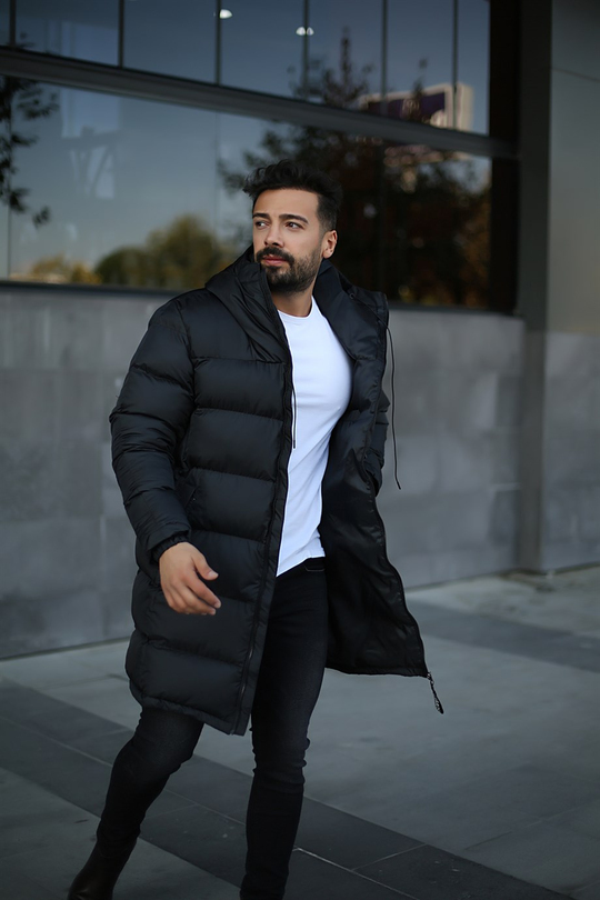 CEKETErkek A Kalite Siyah Uzun Şişme Mont VMS