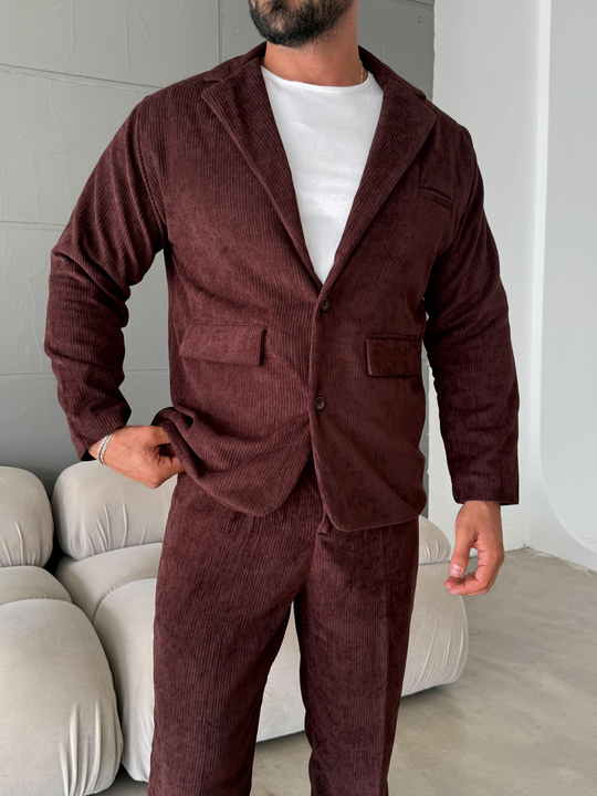 CEKETKahve Kadife Oversize Takım  SNZ K5020