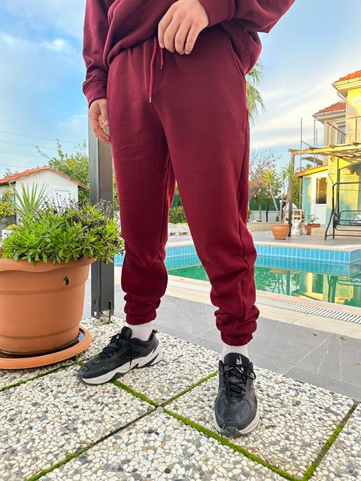 EŞOFMAN ALTI & JOGGERBordo 3 İplik Kelepçe Paça Eşofman SC 2024