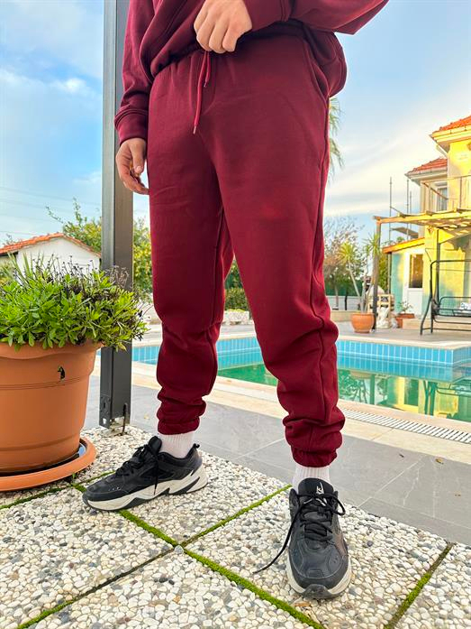 EŞOFMAN ALTI & JOGGERBordo 3 İplik Kelepçe Paça Eşofman SC 2024