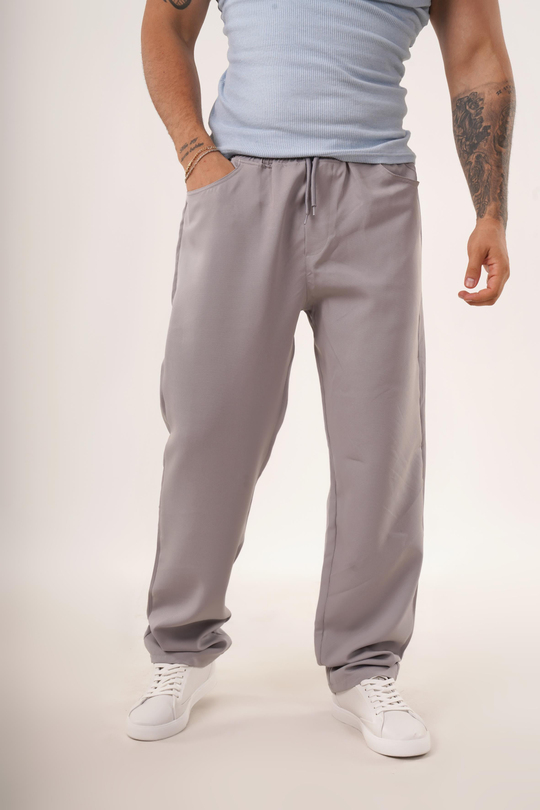 EŞOFMAN ALTI & JOGGERGri Dokuma Kumaş Baggy Pantolon KNG 3453