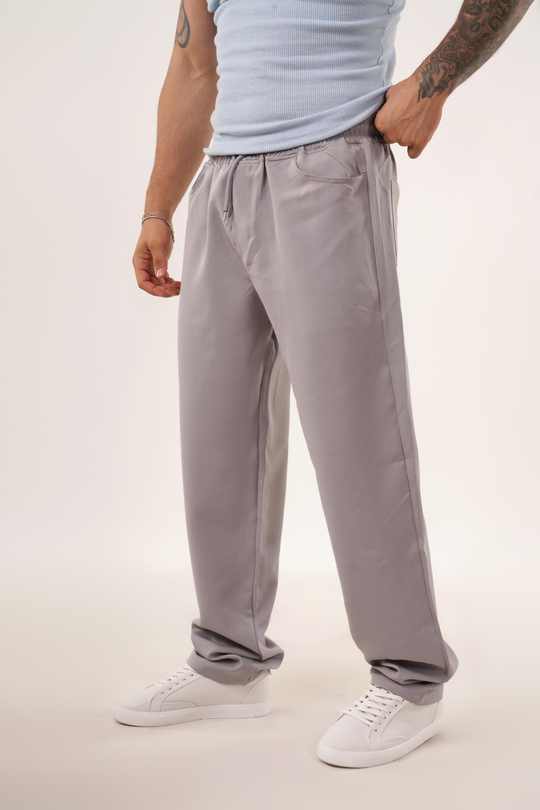 EŞOFMAN ALTI & JOGGERGri Dokuma Kumaş Baggy Pantolon KNG 3453