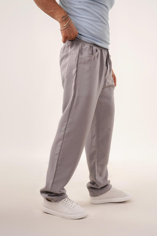 EŞOFMAN ALTI & JOGGERGri Dokuma Kumaş Baggy Pantolon KNG 3453