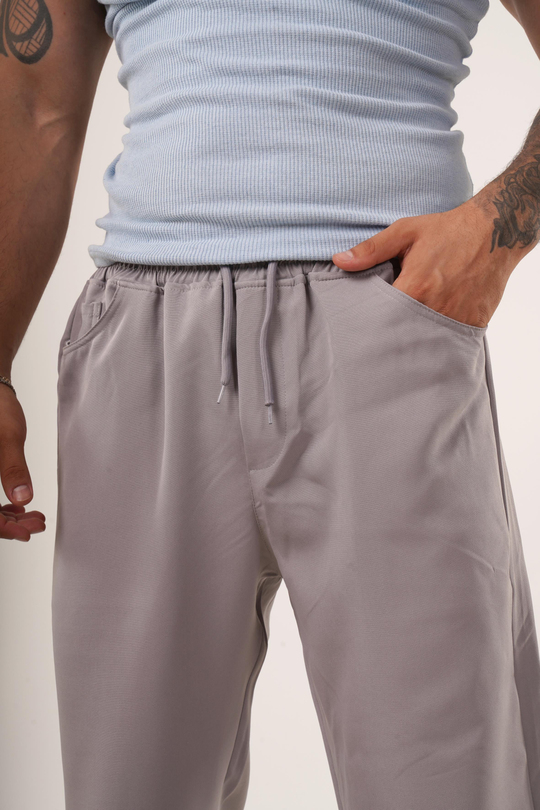 EŞOFMAN ALTI & JOGGERGri Dokuma Kumaş Baggy Pantolon KNG 3453