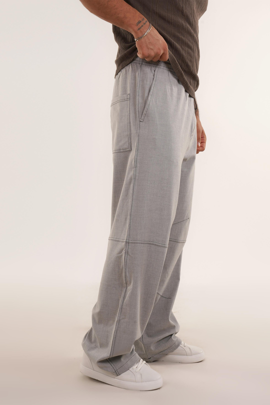 EŞOFMAN ALTI & JOGGERGri Yüksek Kalite Dikiş Detaylı Baggy Pant. VMS 30966